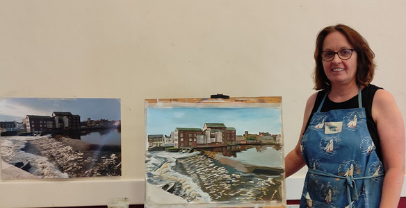 Dawn Blatherwick with photo and gouache painting June 2025.jpg
